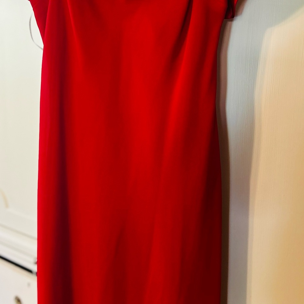 Red Sheath Cocktail Dress with Bateau Neckline NWT